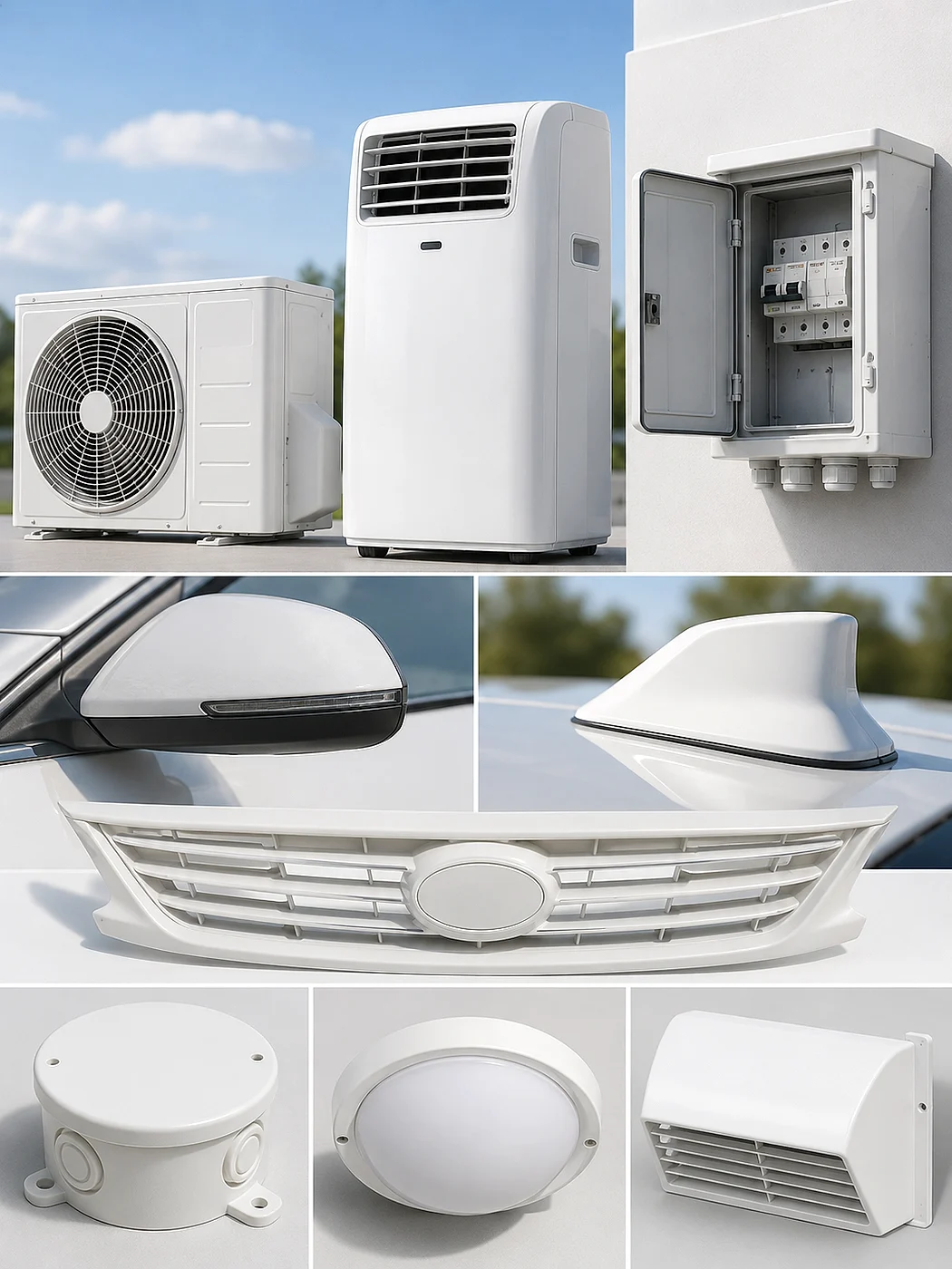 引用的 DEYU UV 抗 ABS 户外应用图像用作本褪色指南的单站点产品视觉效果