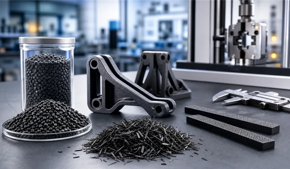 用于配方选择的碳纤维增强塑料颗粒、短切碳纤维和成型样品